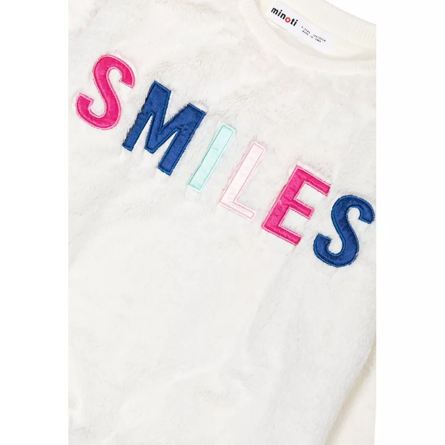 MINOTI Rundhalspullover Smiles Weiß