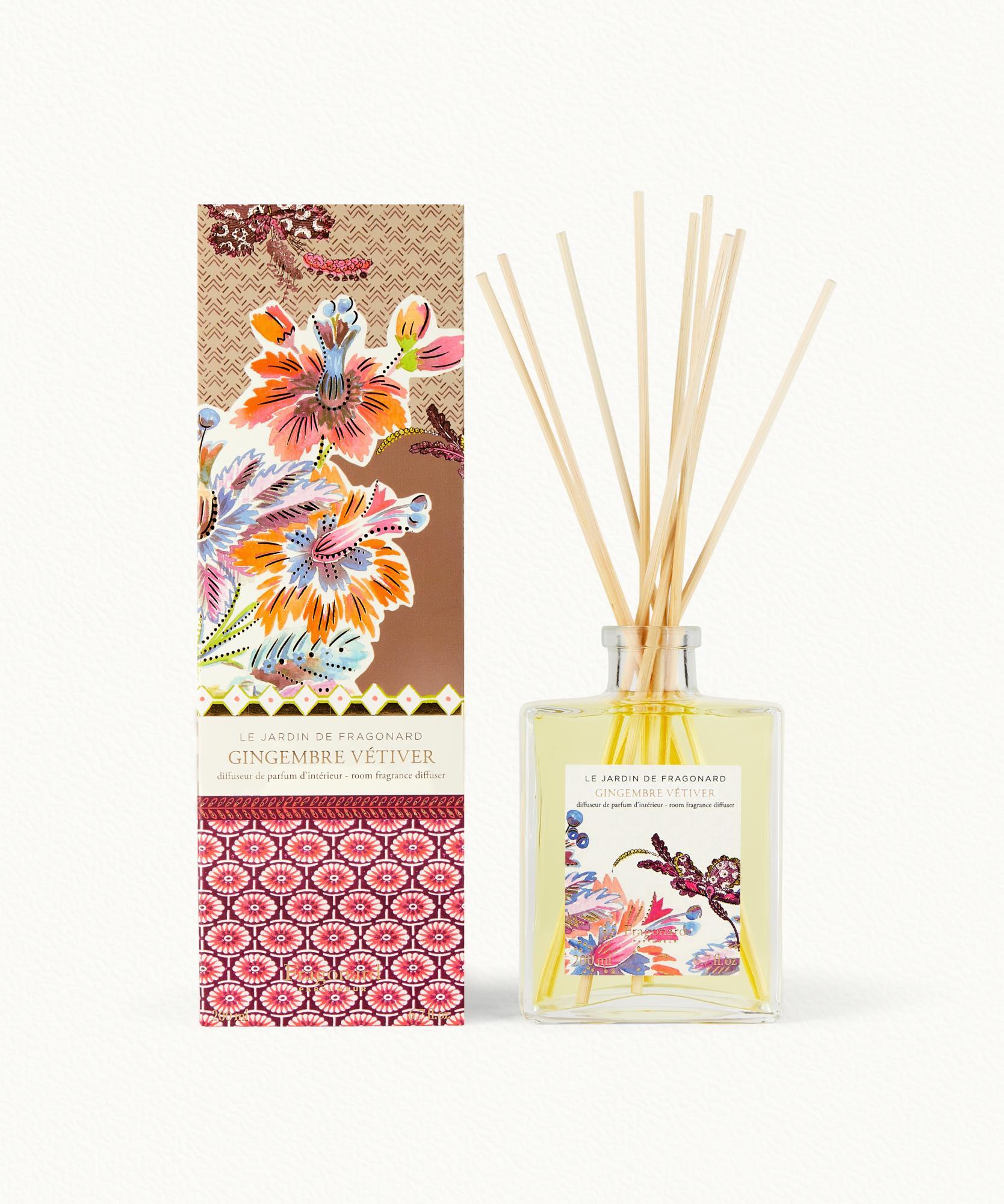 Gingembre Vétiver  Diffuseur + 10 bâtonnets - flacon 200 ml