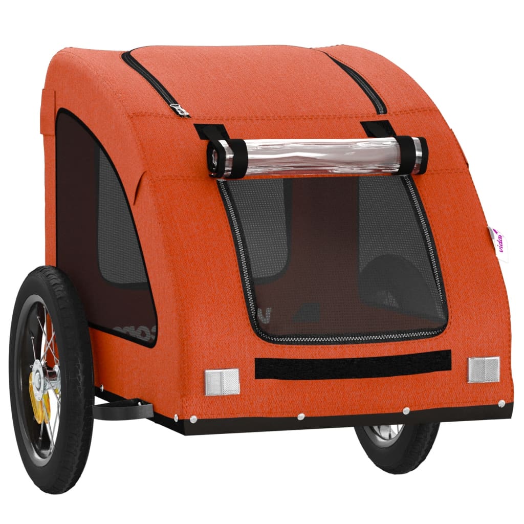 Reboque para cães para bicicletas vidaXL, em ferro e tecido Oxford, laranja.