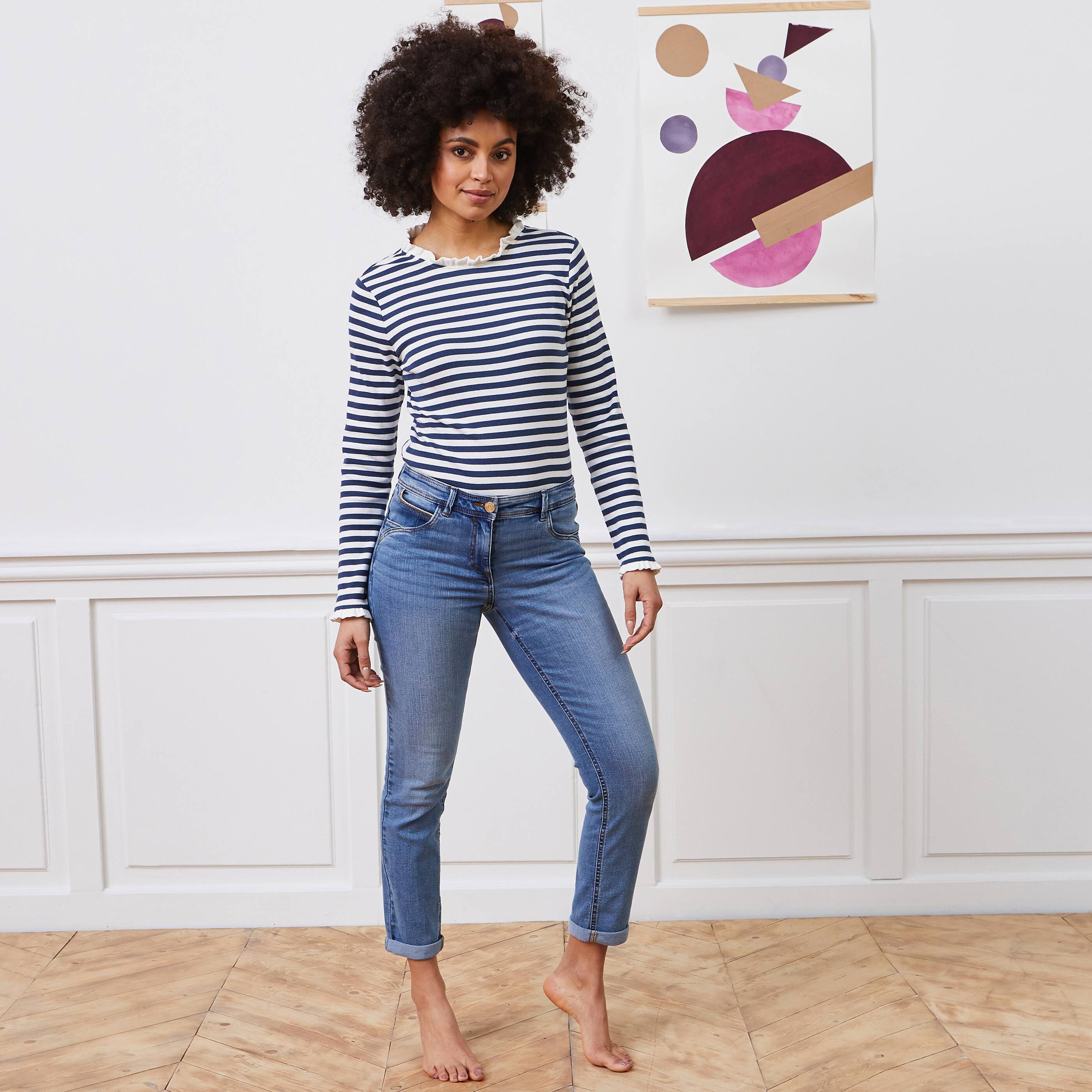 Jean slim raccourci TOKYO femme - STONE