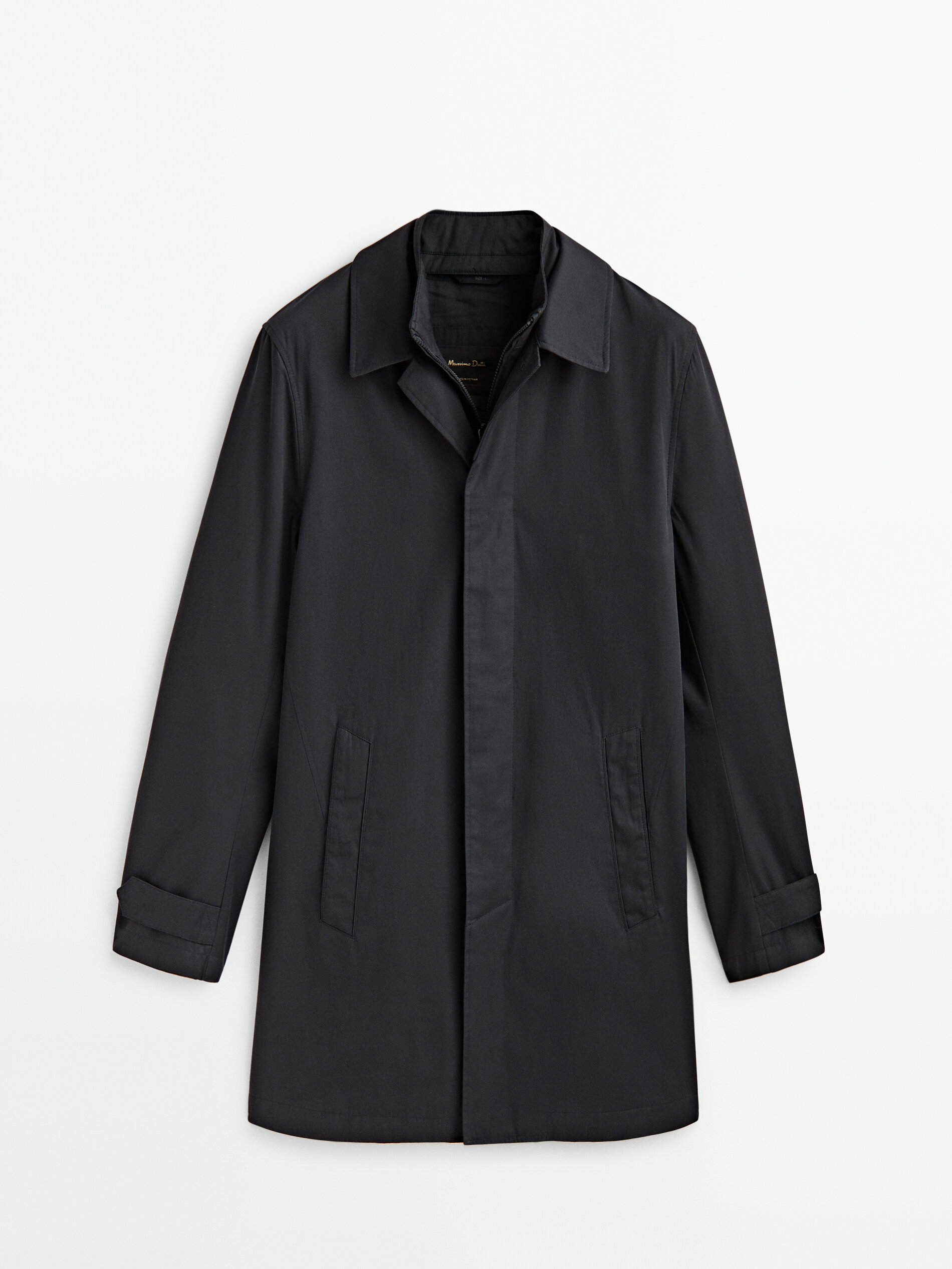 Trench coat de algodão com forro removível - AZUL MARINHO