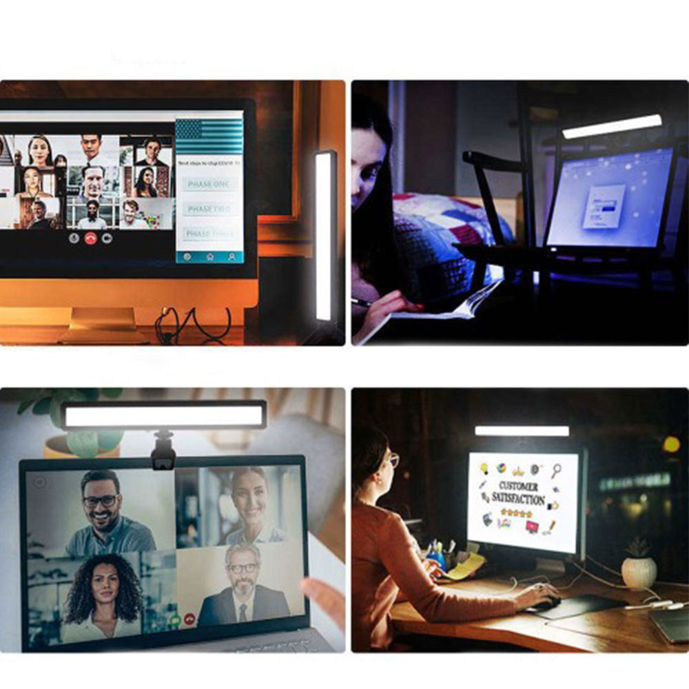 LED Foto Licht Video Beleuchtung (2500-9000K) mit Clip Halterung für Laptop - Schwarz