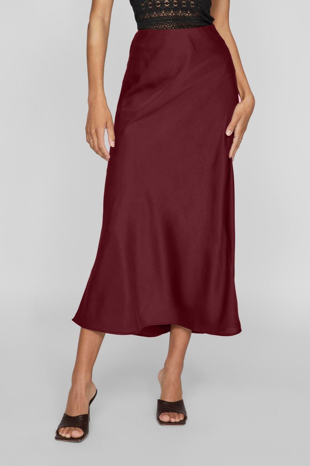 Vila  Viellette HW midi nederdel - Cabernet