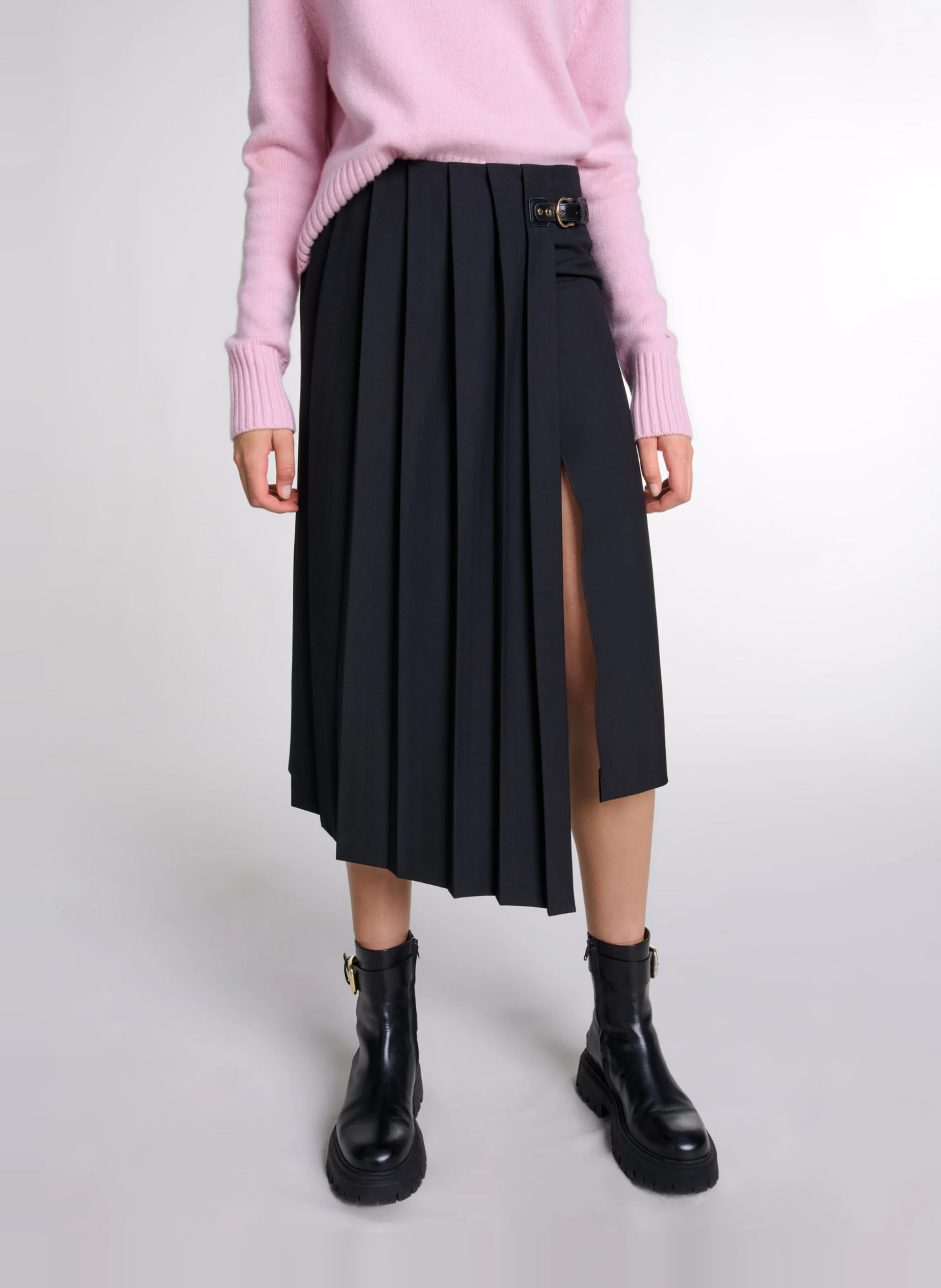 Jupe midi asymétrique | Noir