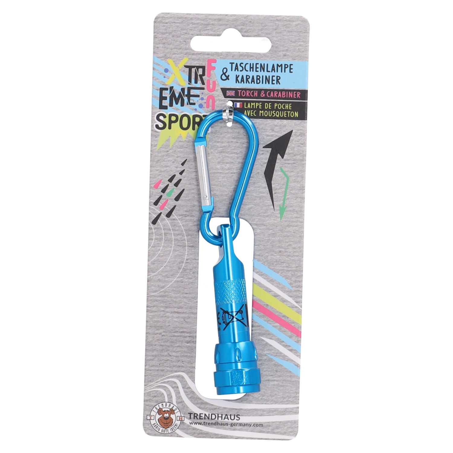 Karabiner mit Taschenlampe Xtreme, in vers. Farben