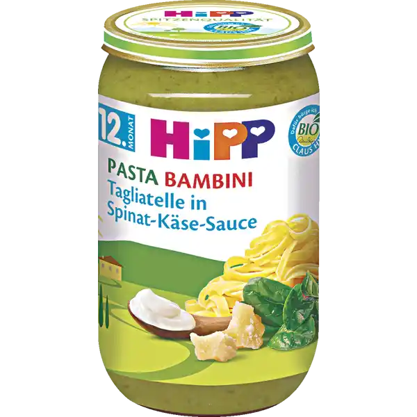 Bio Menü Pasta Bambini Tagliatelle in Spinat-Käse-Sauce