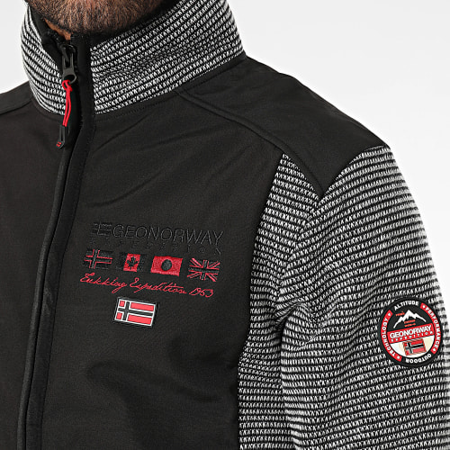 Veste Zippée Col Montant Noir Gris
