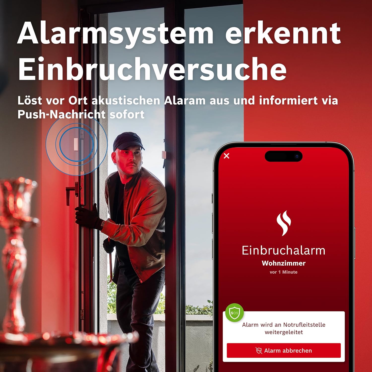 Bosch Smart Home Alarmsystem S, Starter-Set inklusive Gutscheincode für 2 Monate Security+ Notfallservice gratis