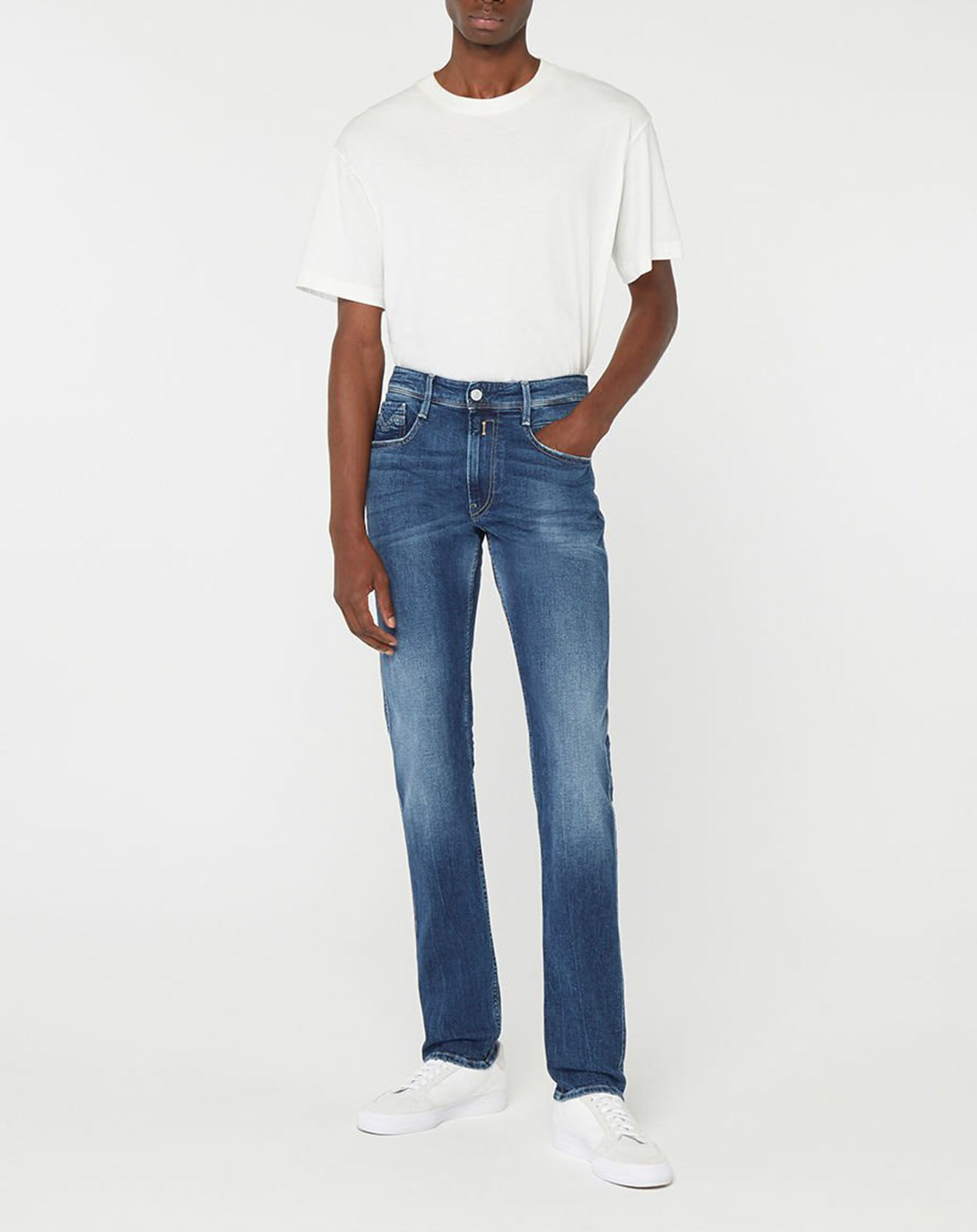 Replay Jean Slim en Coton Bio 573 Pck Anbass bleu moyen