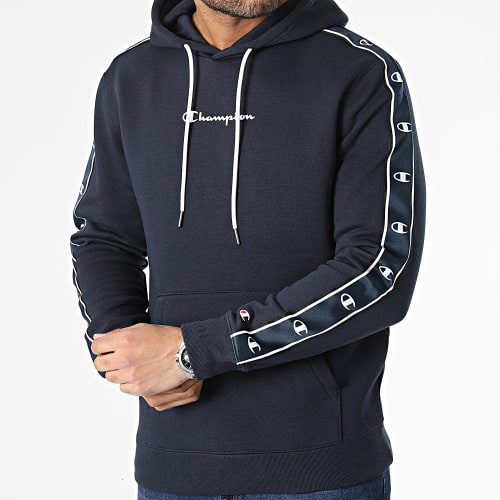 Sweat Capuche A Bandes 218910 Bleu Marine