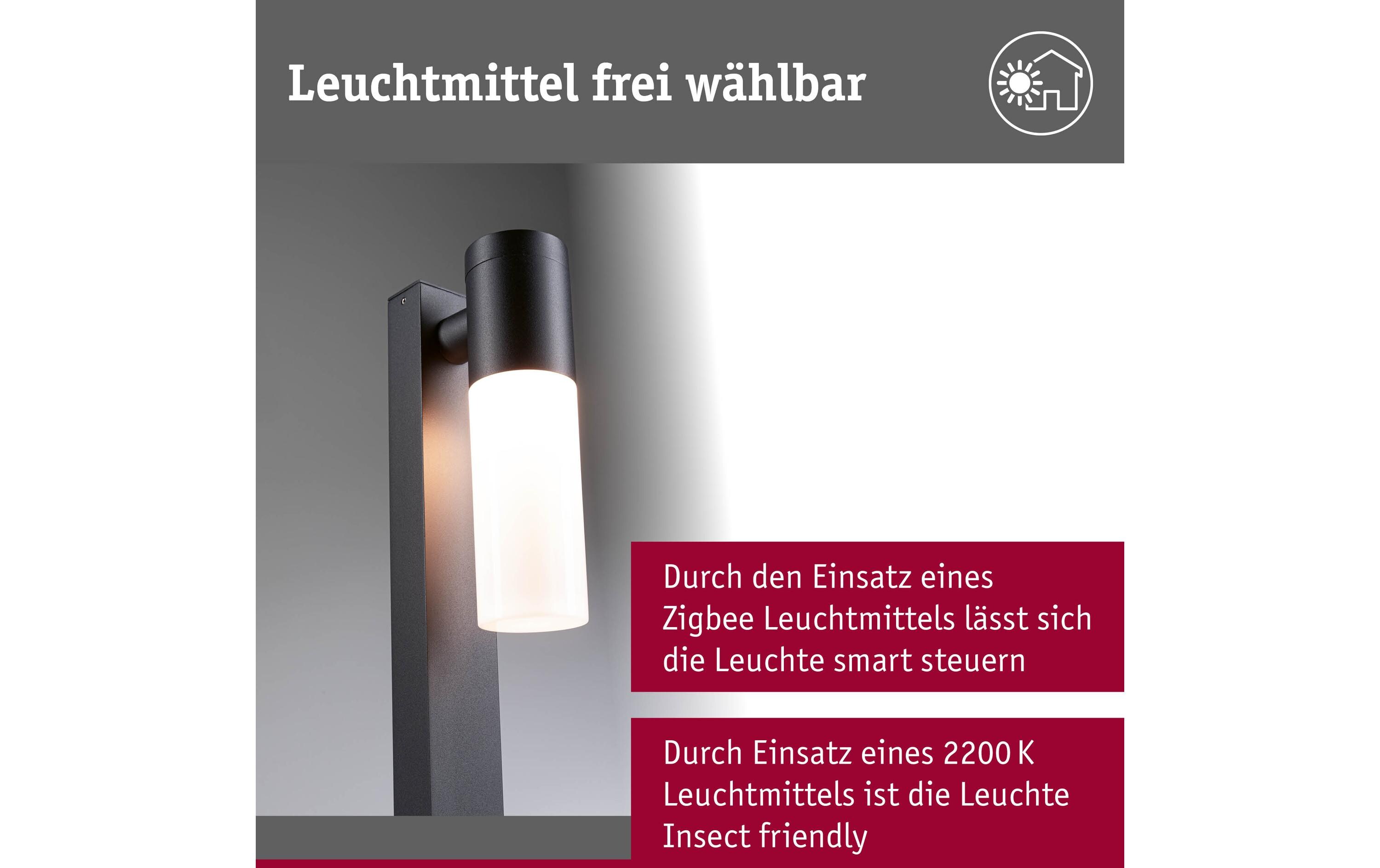 Sockelleuchte LED Tralia E27, 10W, Anthrazit<br>LED Pollerleuchte