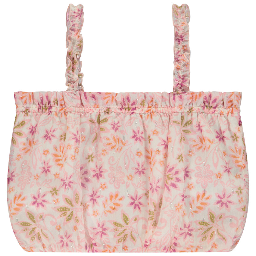 Crop top effet boule imprimé floral pour fille