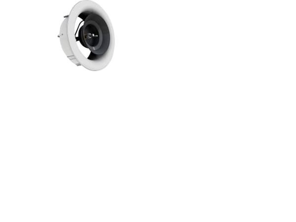 LINDAB Ventilhus AIRYB Ø100 mm til AIRYFB frontplade. Monteres i kanalsystem, farve RAL9003. Anvendes til både indblæsning og udsugning.