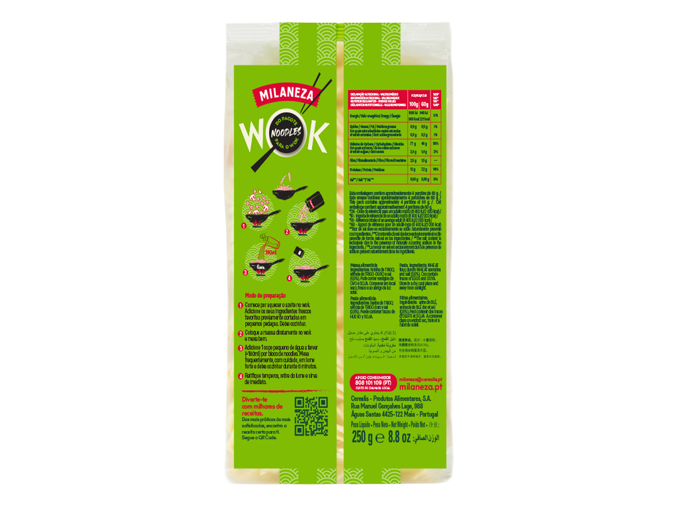 WOK NOODLES MILANEZA MASSAS 250G