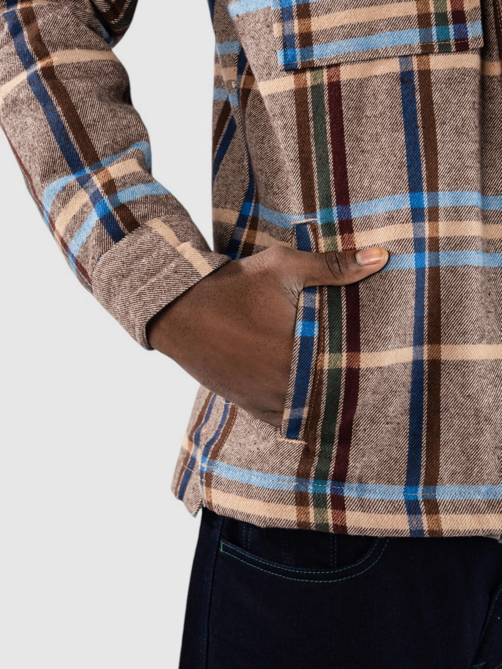 Denim Project Check Pocket Jacket Shirt check 3 brown