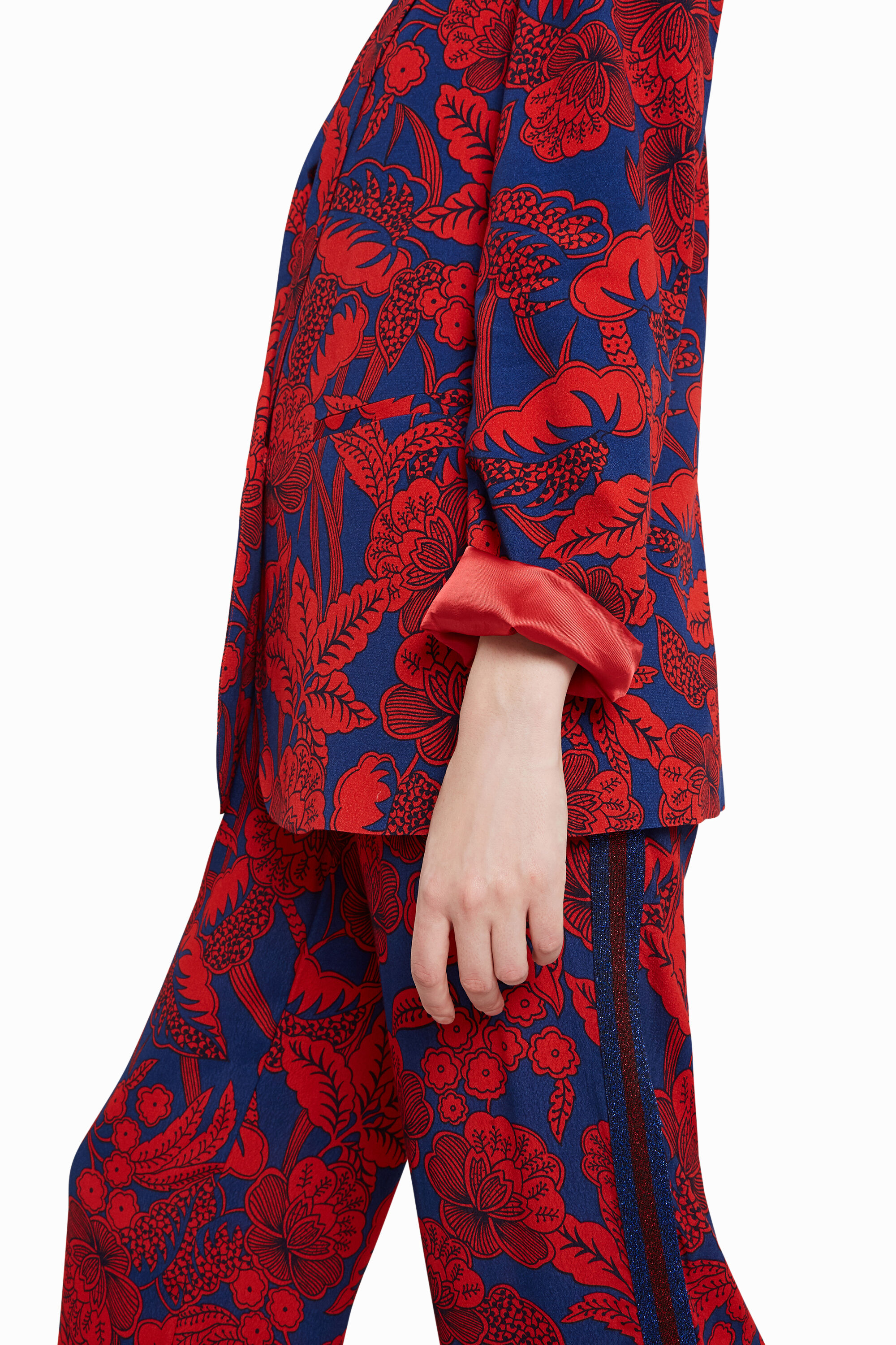 Veste de tailleur fleurie bordeaux