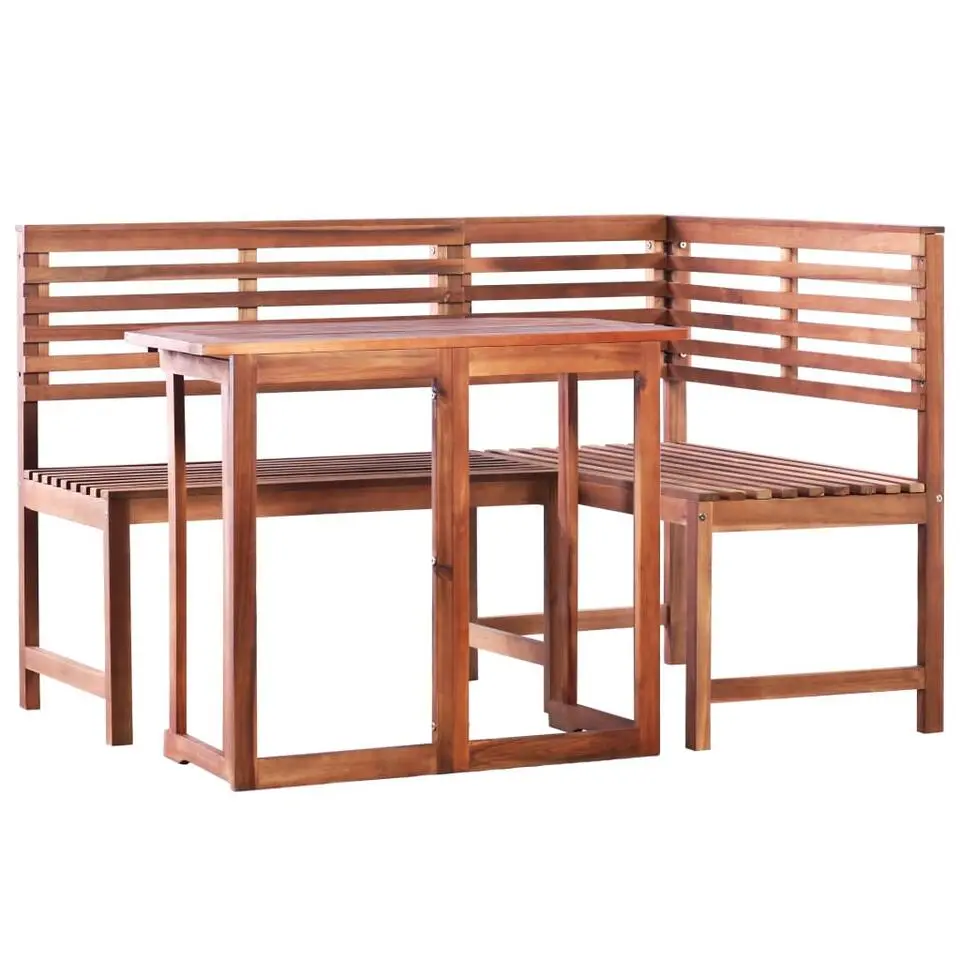 vidaXL - Tafel En Bankenset - Bruin - Hout