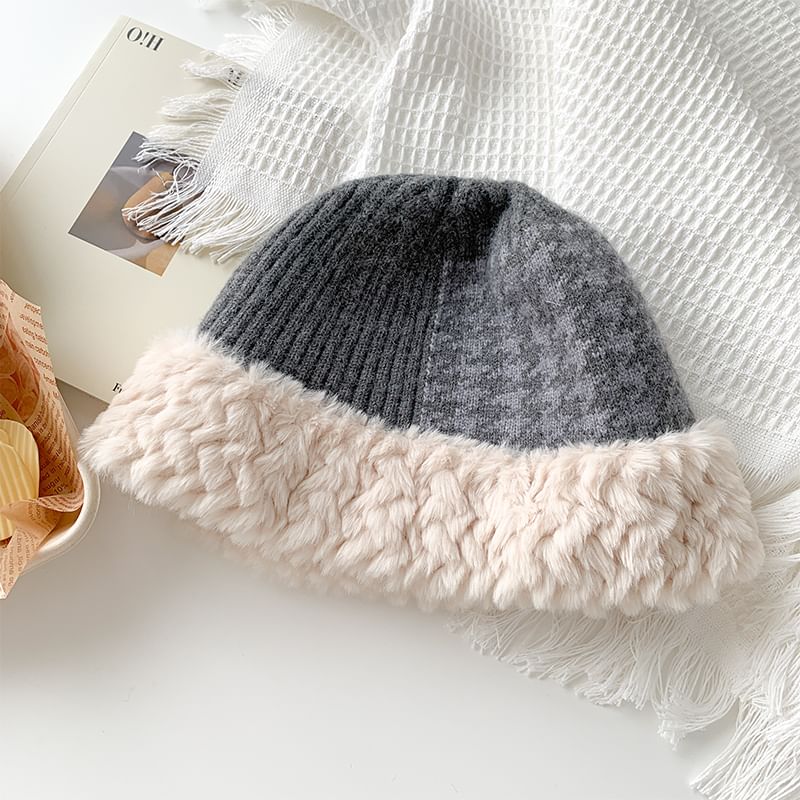 Amandier - Pied-de-poule chenille gebreide muts