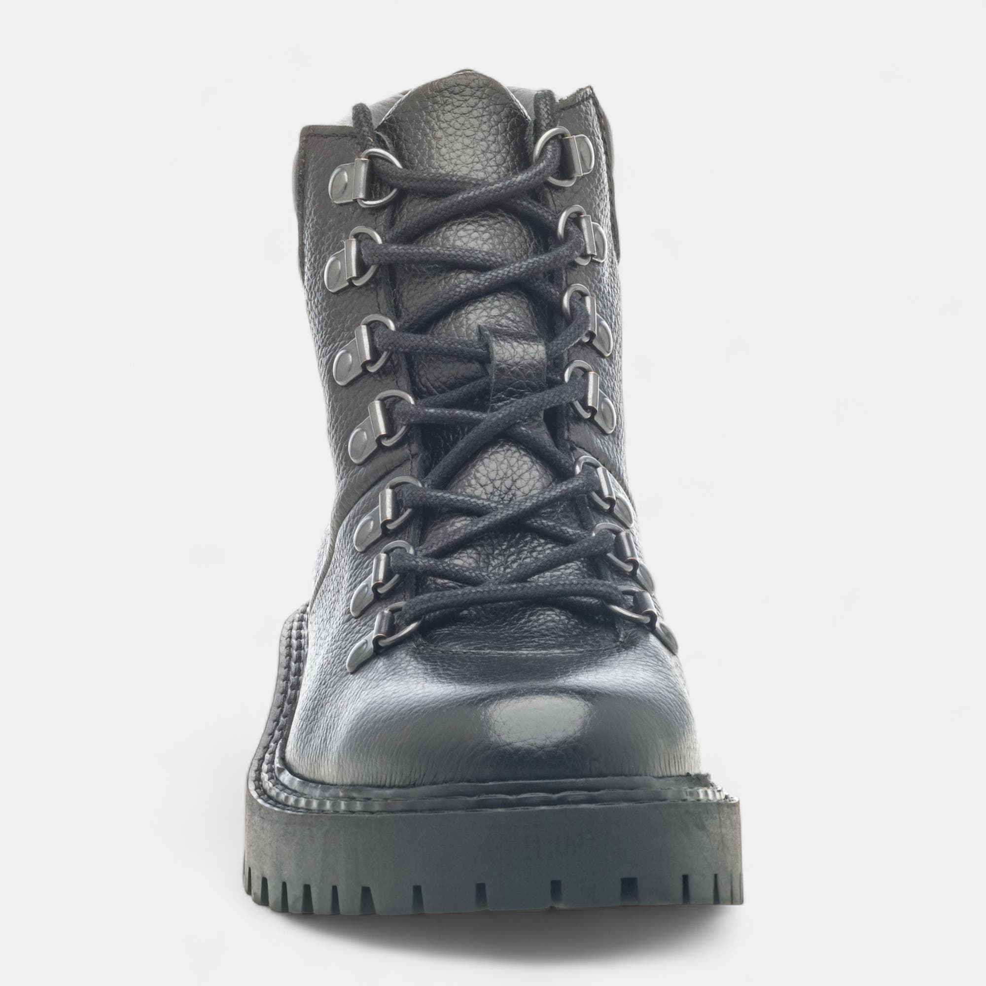 Bottines à lacets Femme en cuir noir