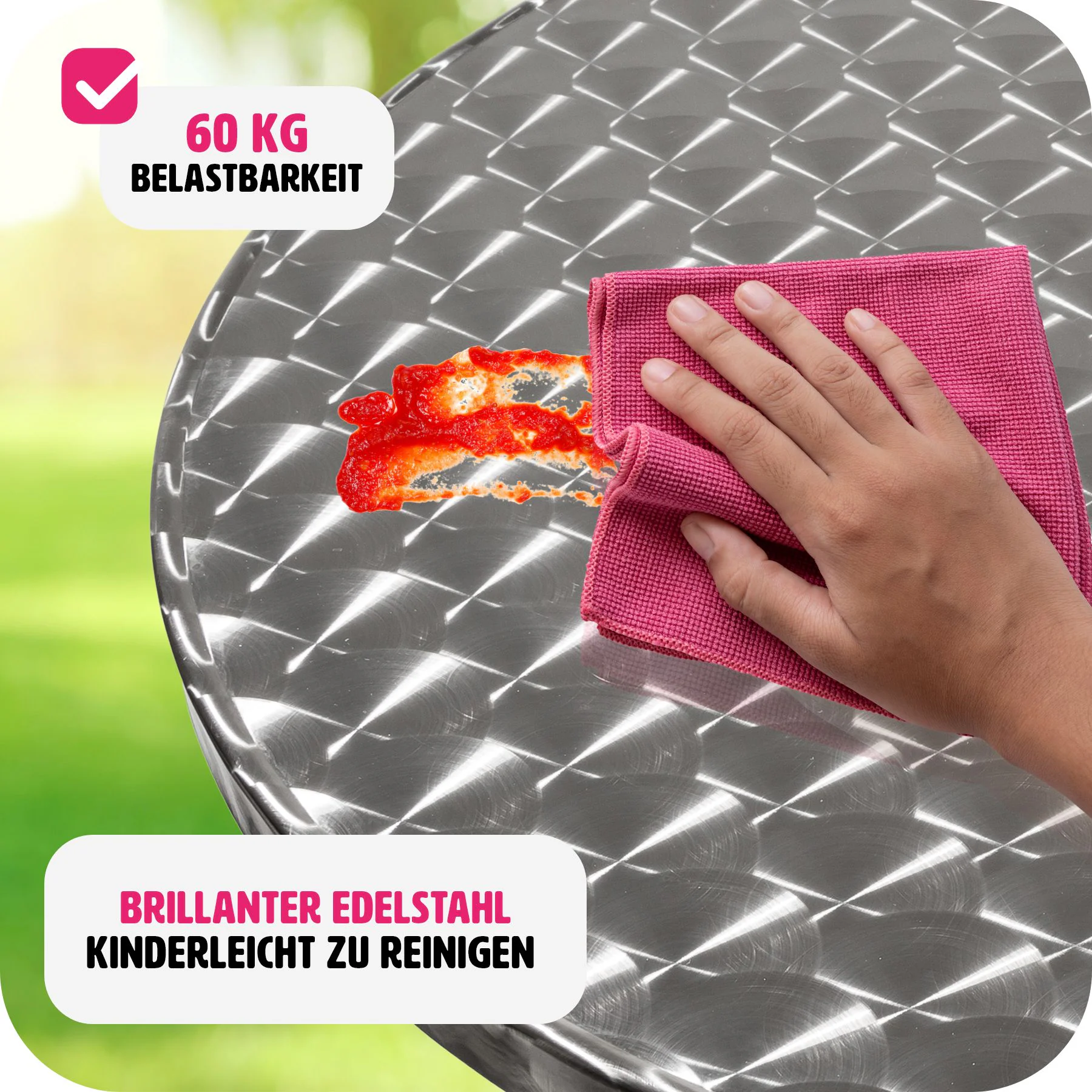 tectake® Stehtisch, aus Aluminium, rund, standfest und pflegeleicht, 60 x 70/110 cm