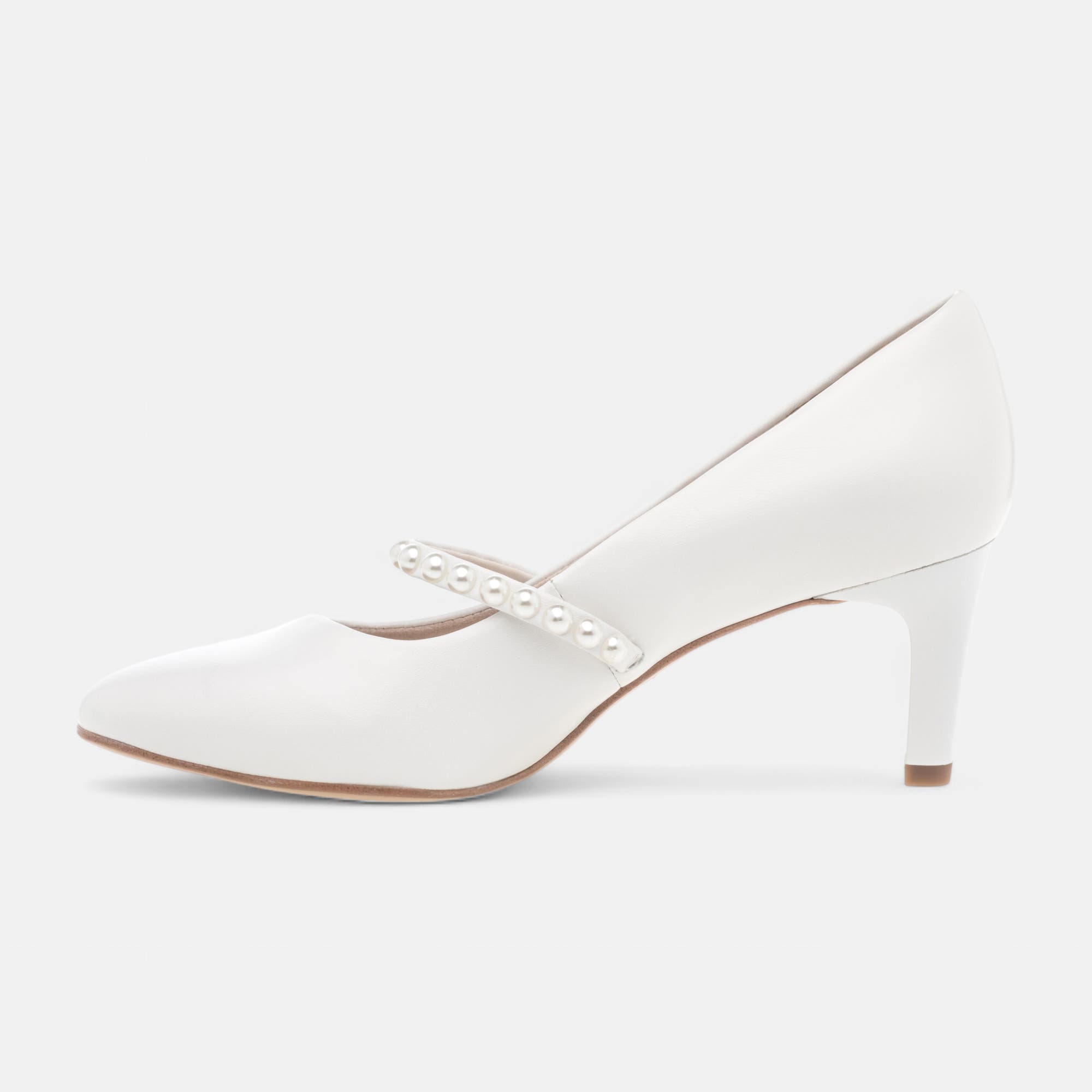 Escarpins à talon Femme en cuir blanc