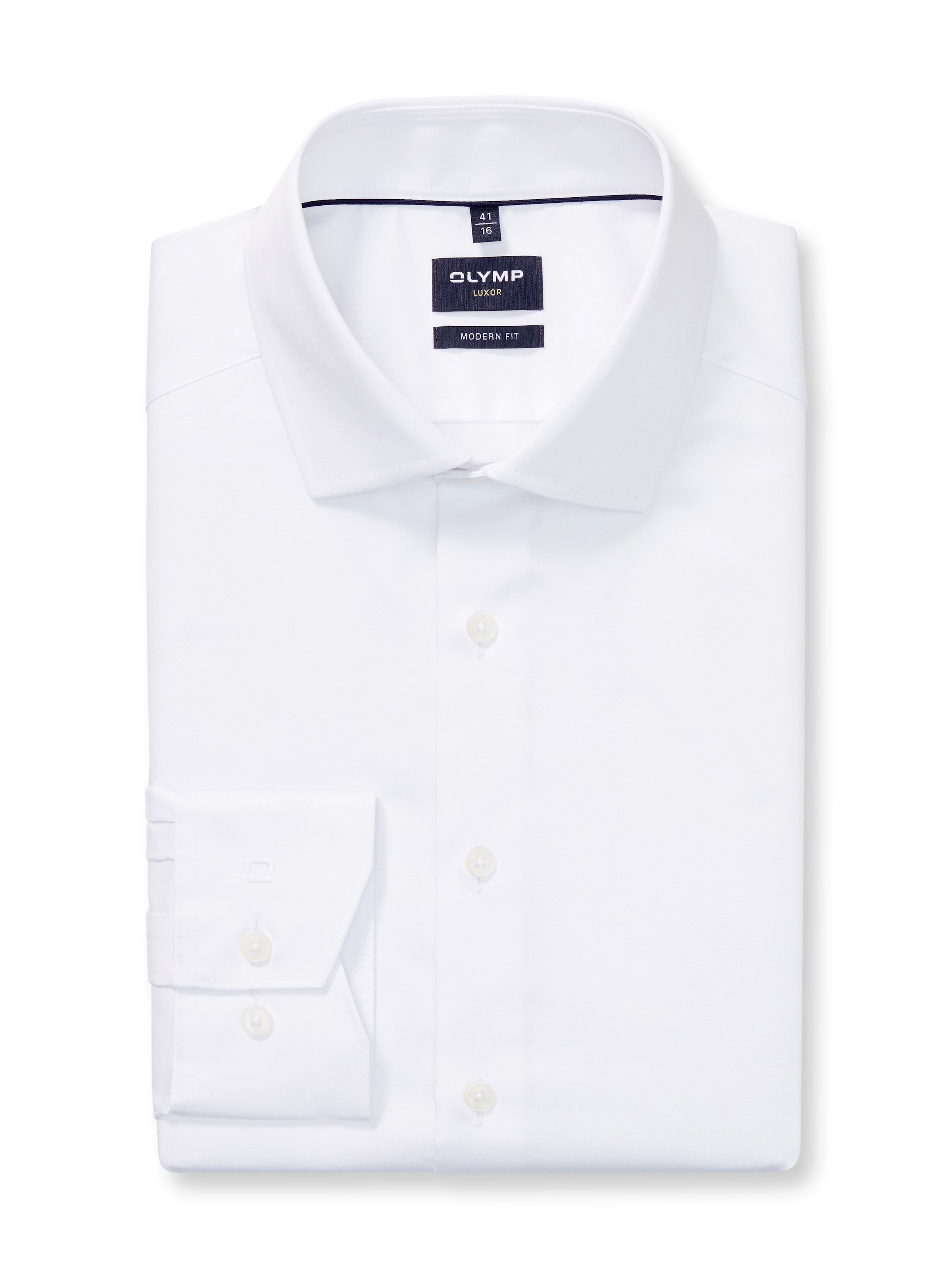 OLYMP Langarmhemd »Luxor modern fit«, unifarben, Global-Kentkragen, Businesshemd, modern fit