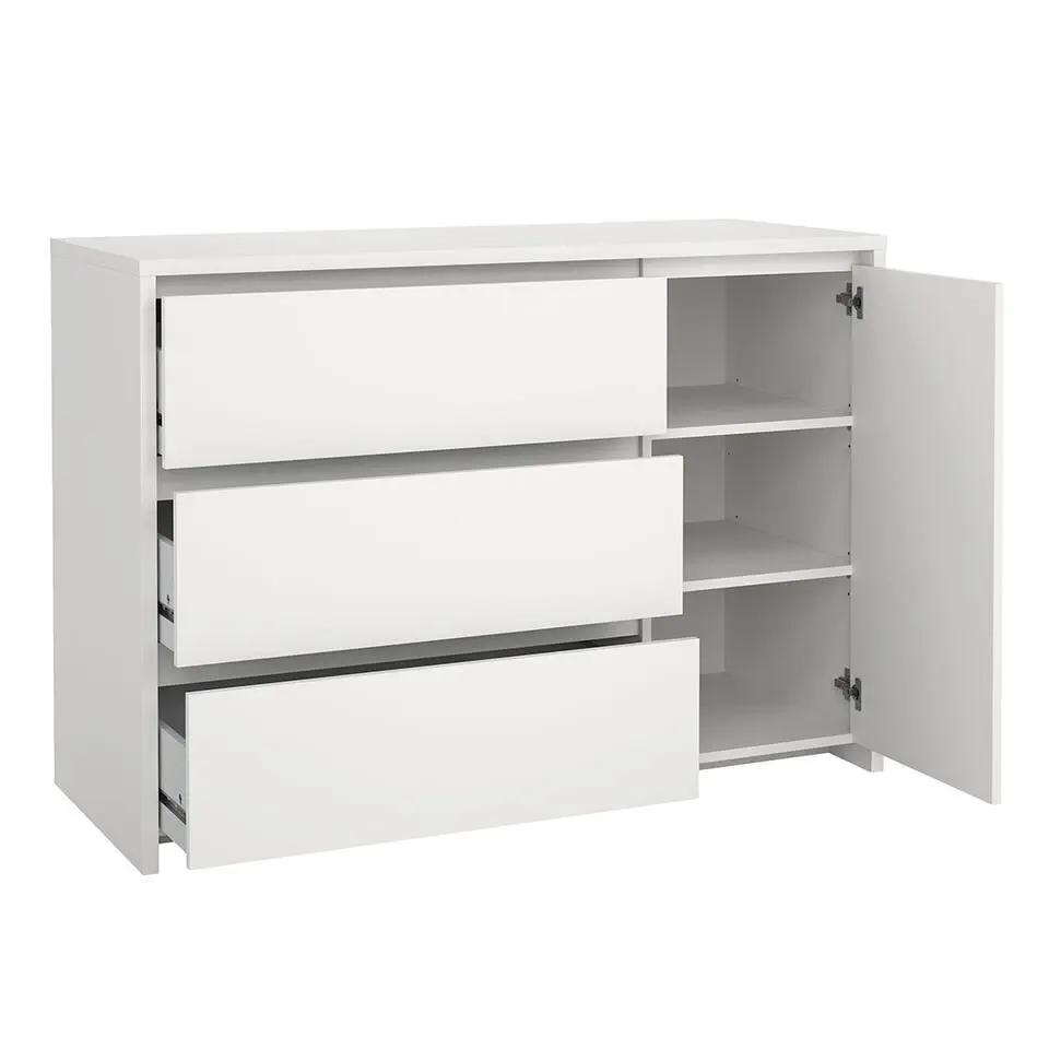 Hioshop Next kommode 1 deur 3 lades wit