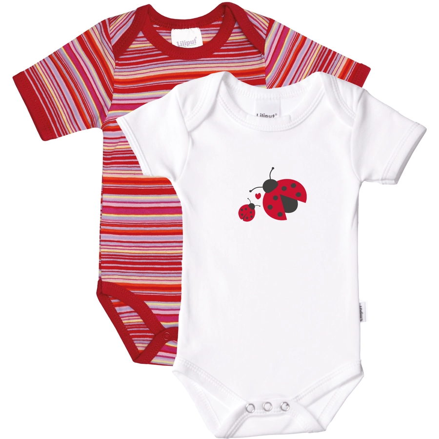 Liliput Kurzarm-Bodys 2er-Set rot und weiß