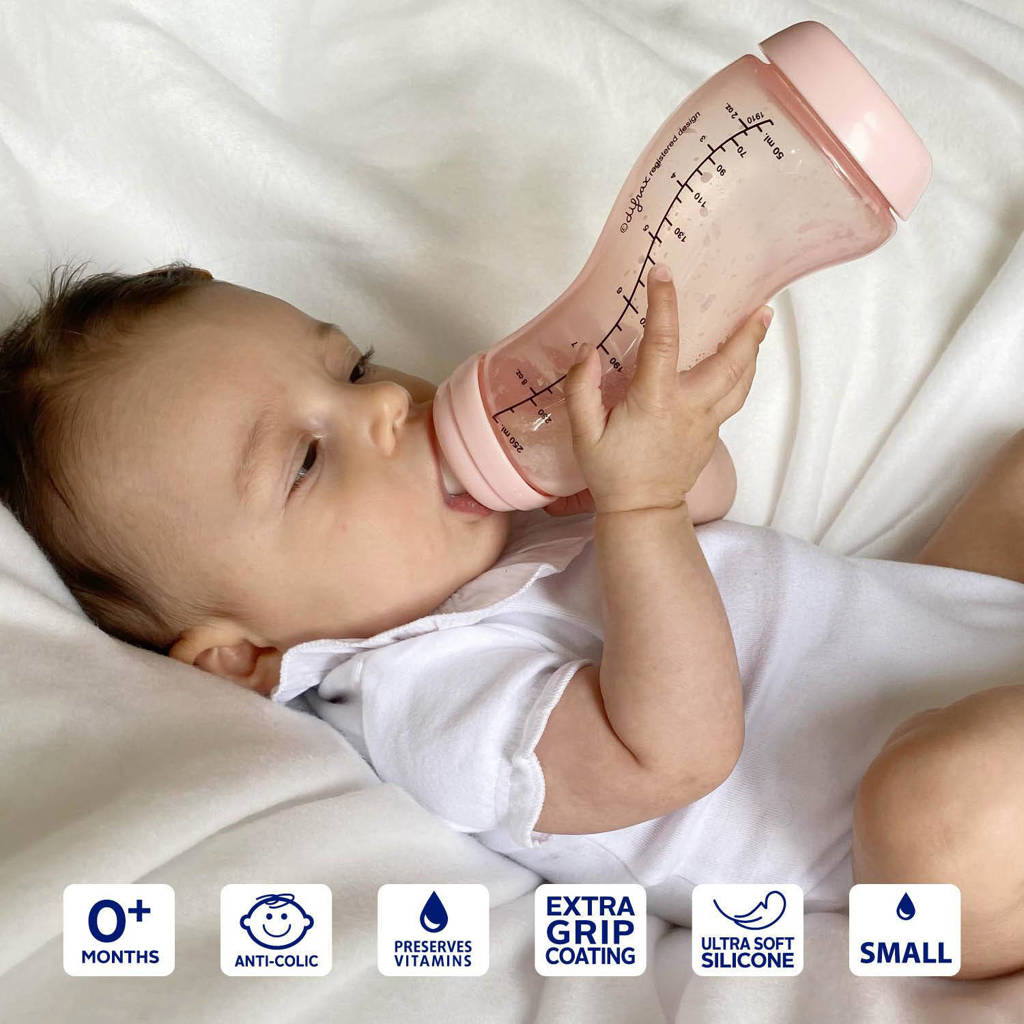 Super tevredenS-Babyfles Natural - 250 ml - Anti Koliek - Lichtoranje