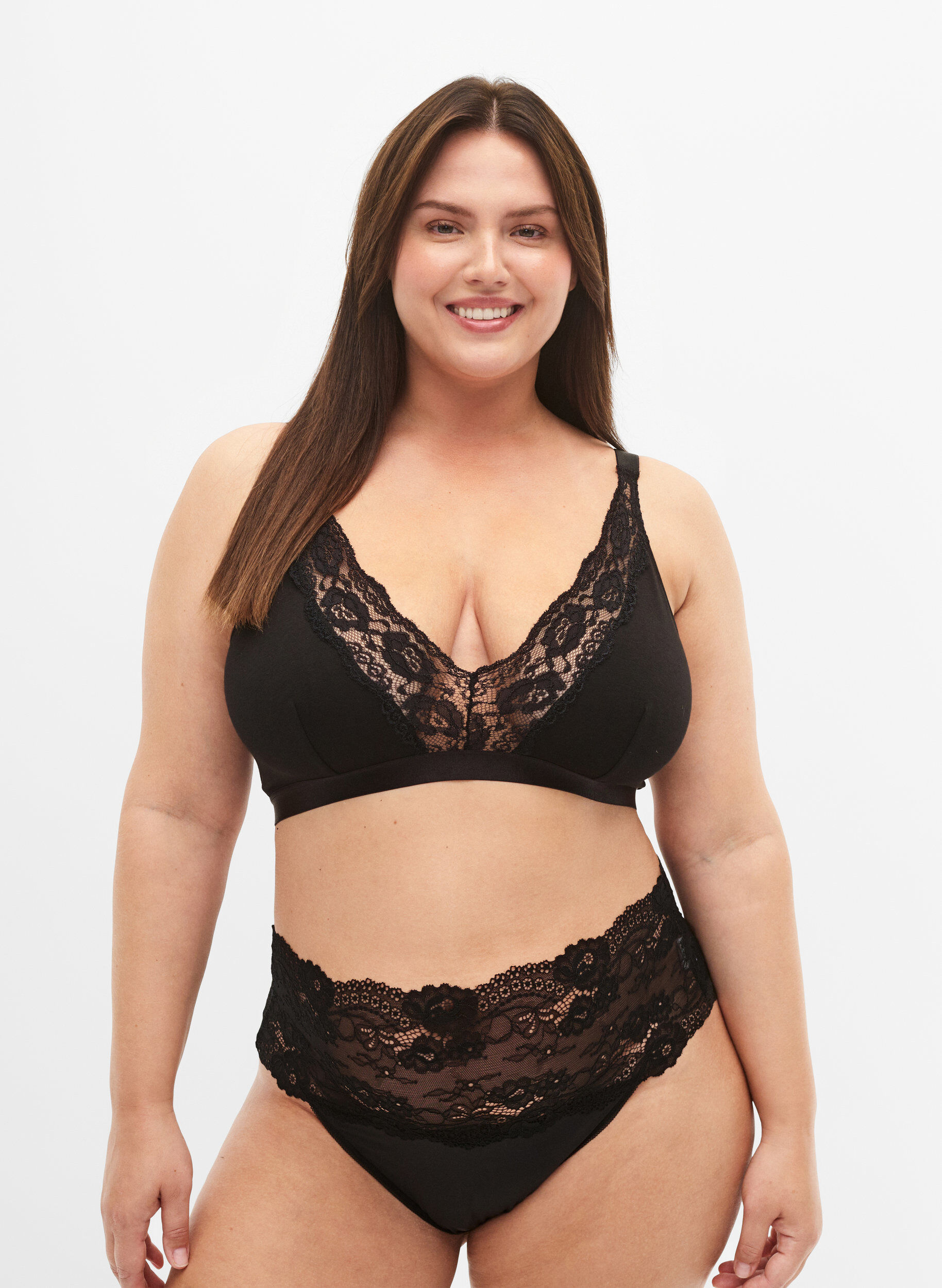 Bralette i bomuld med blonder