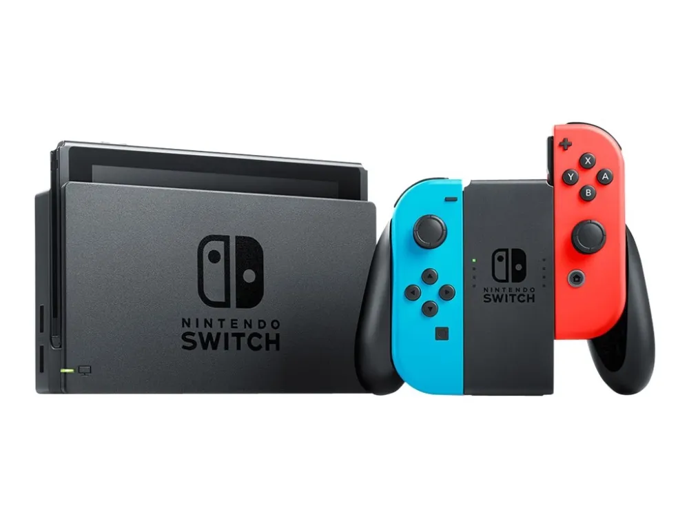 Nintendo Switch with Neon Blue and Neon Red Joy-Con - Spilkonsol - Full HD - sort, neonrød, neonblå
