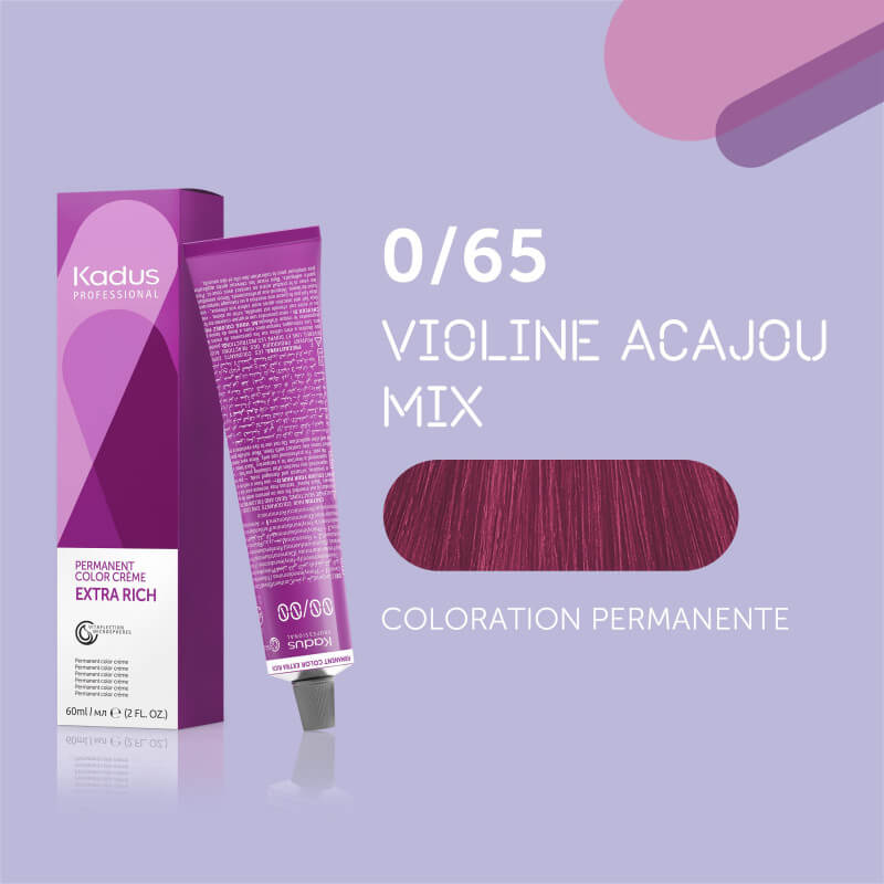 Coloration permanente /65 violine acajou mix Kadus 60ML