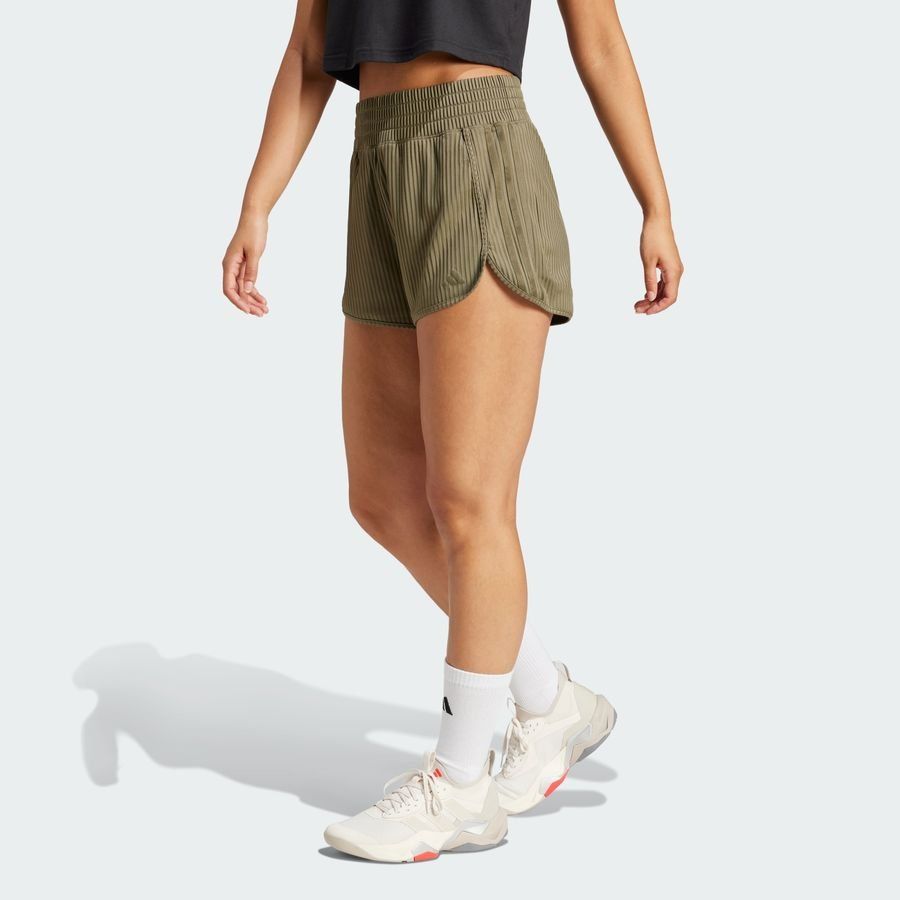Adidas Short taille haute bords-côtes 3 bandes ton sur ton Pacer All Gym Seasonal