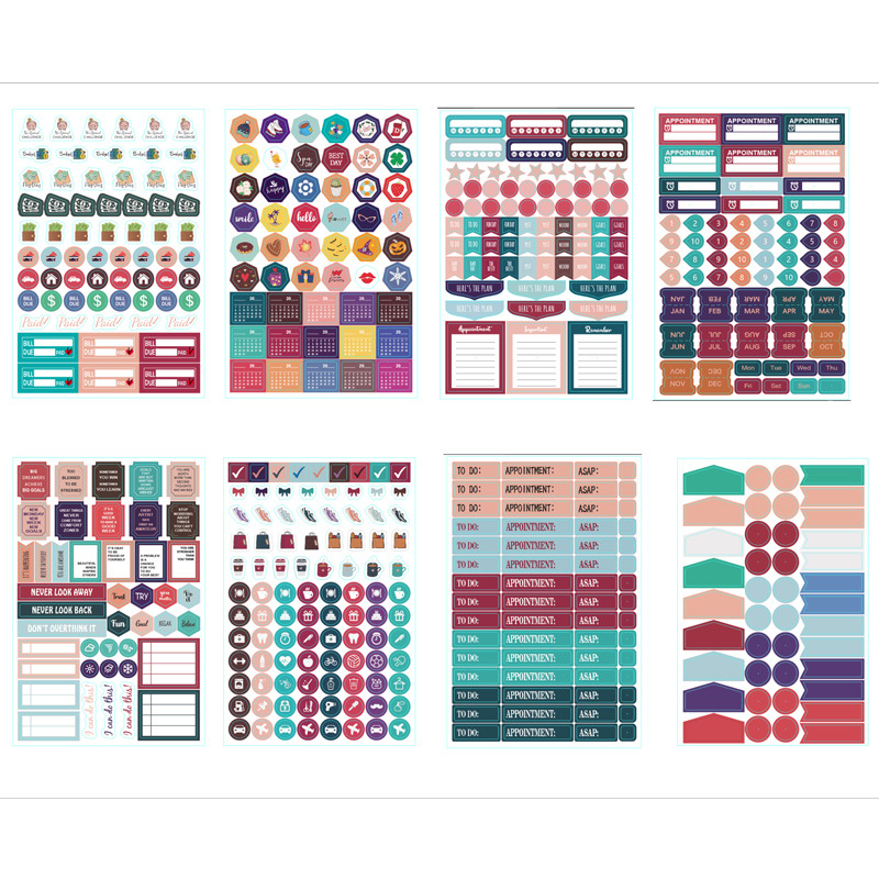 (1W/1S) 21x14cm Floral Hard Cover Wochen- und Monatsplaner Schüleragenda Zeitplanungssystem Wochenkalender 2026 inkl. Sticker - Blau