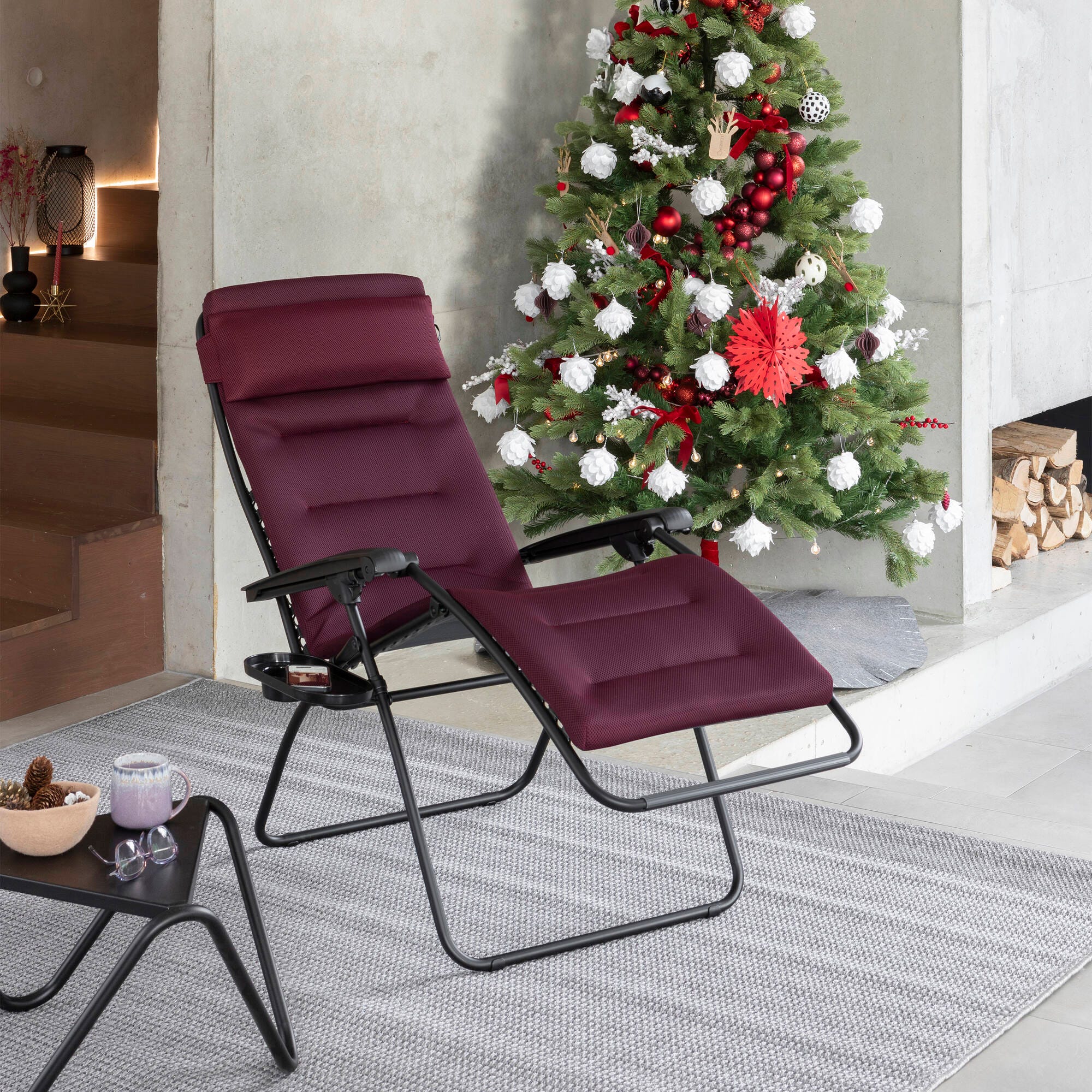 Gepolsterte Zero-Gravity-Relaxliege RSX Clip AirComfort® Rot Bordeaux