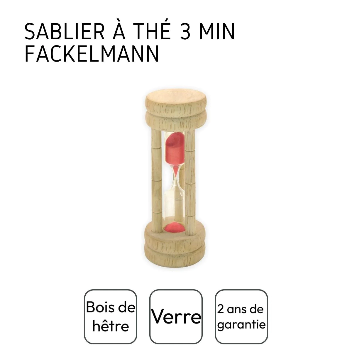 Sablier à thé 3 minutes Fackelmann Wood Edition Fackelmann