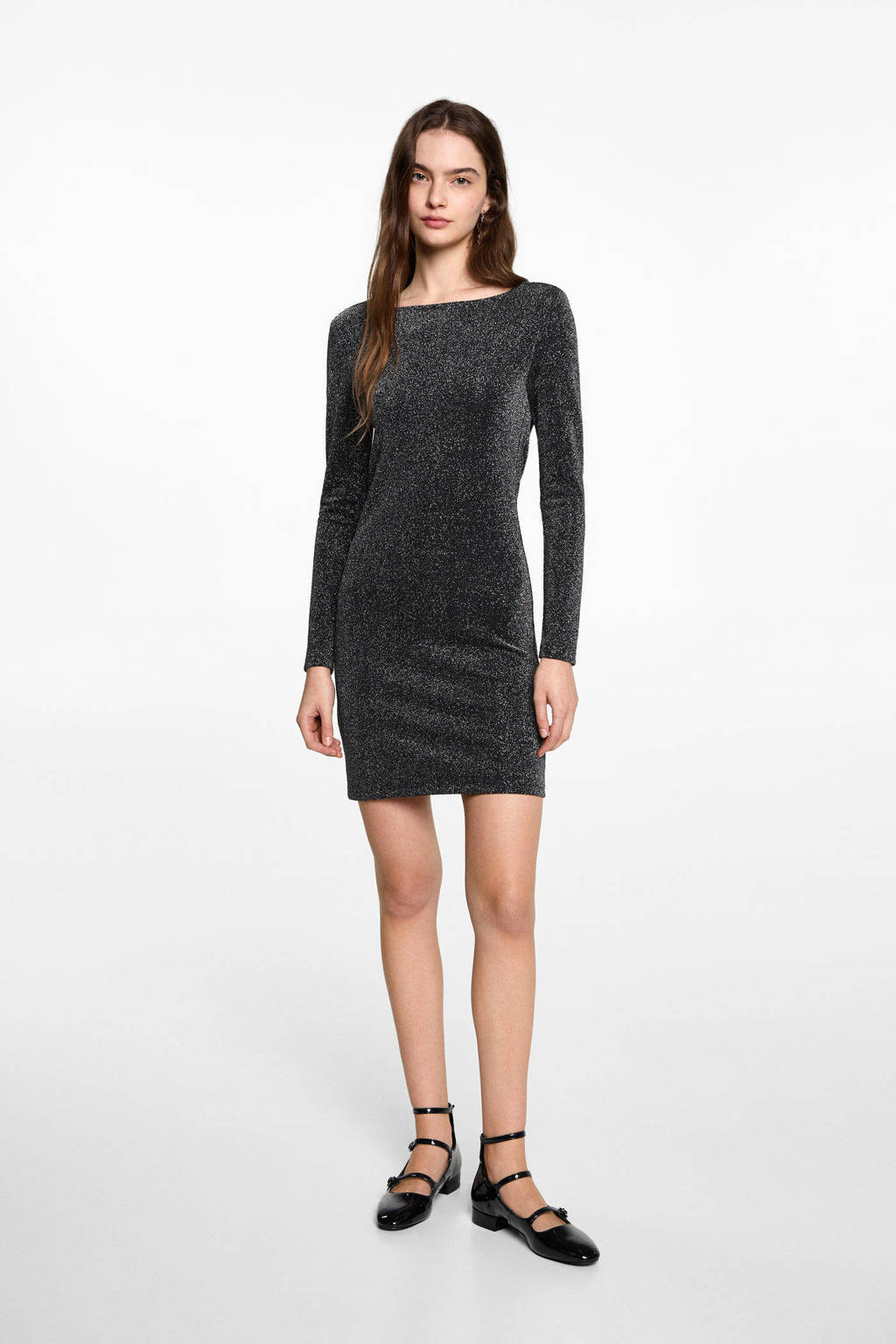 MANGO TEEN little black dress glitter zwart