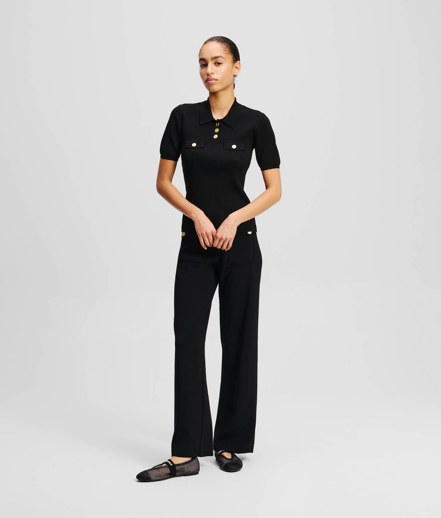 Pantalon avec boutons - Noir