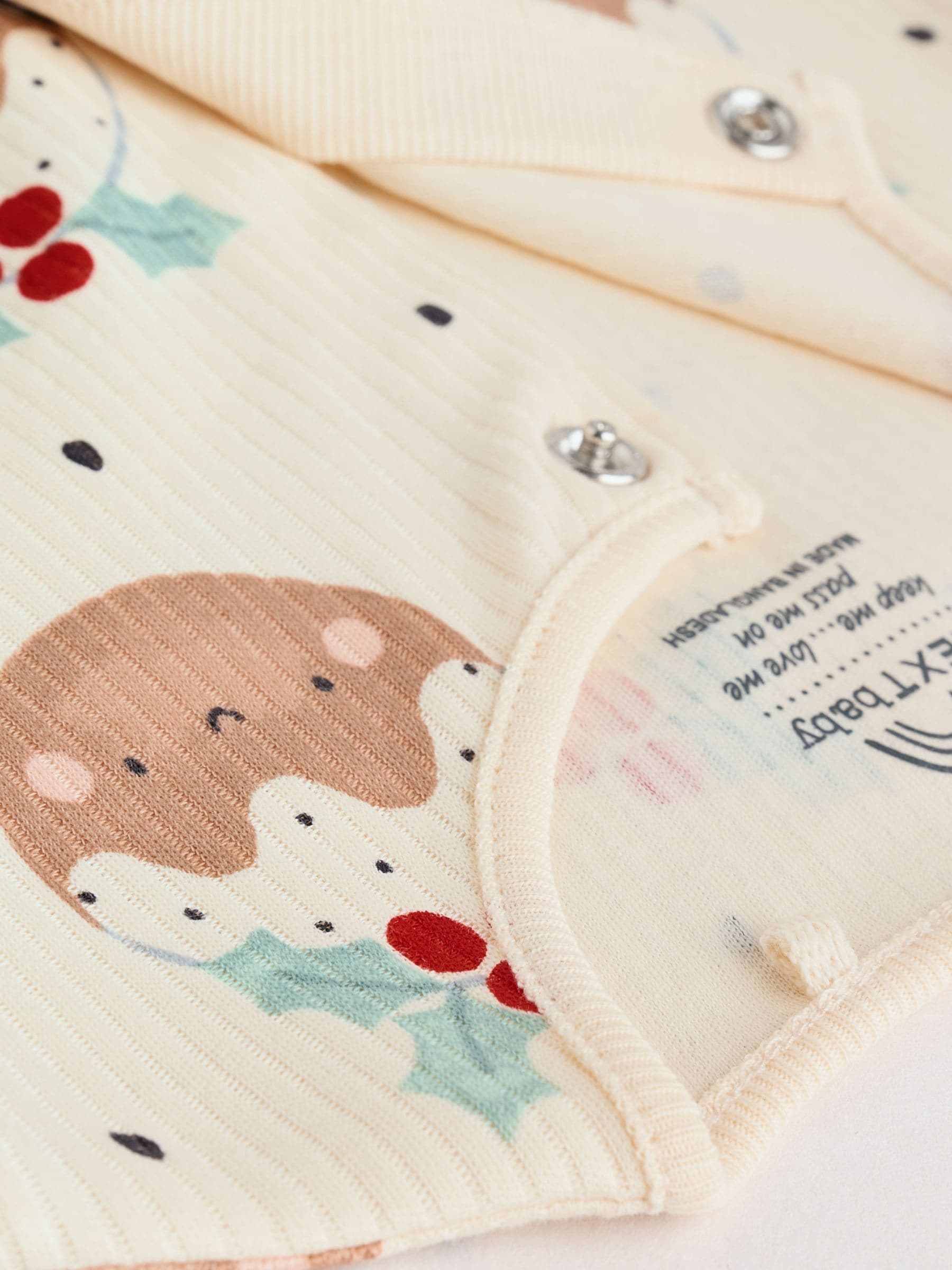 Ecru - Baby Kerstmis pyjama's met drukknopen 3 stuks (0mnd-2jr)