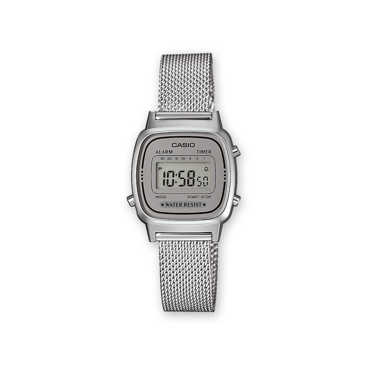 Montre Casio femme digitale métal milanais