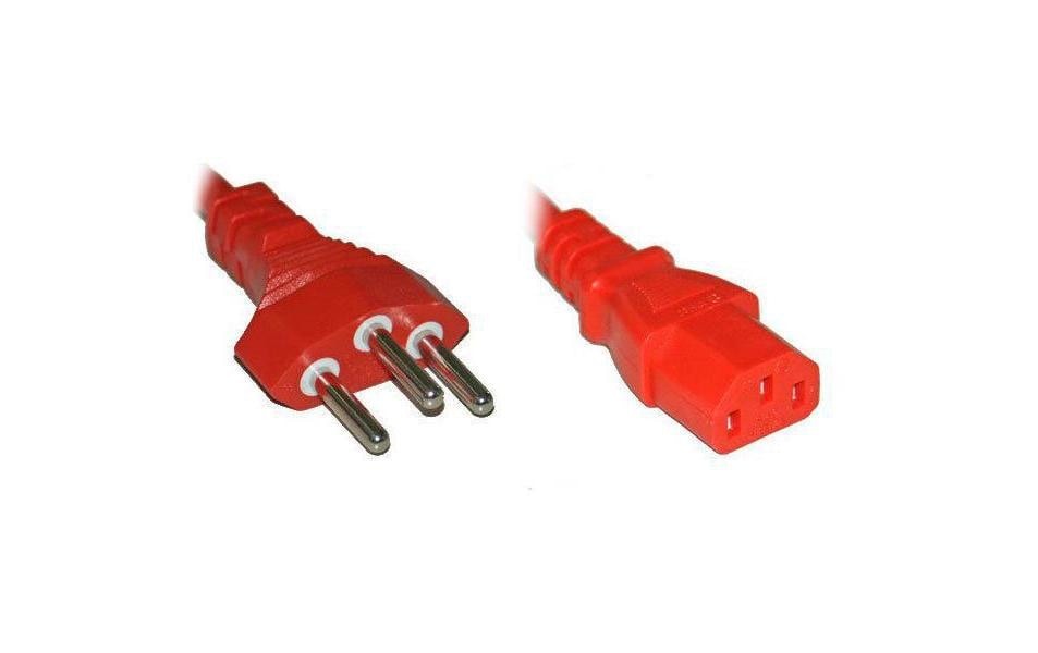 Netzkabel 0.5 m C13-T12T12 auf C13, 250 V, 0.5 m, Rot