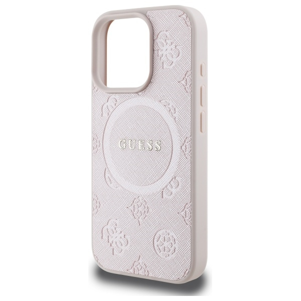 iPhone 16 Pro Max MagSafe Leder Hardcase Hülle Saffiano Peony Classic Logo (GUHMP16XPSAPSMEP) - Rosa