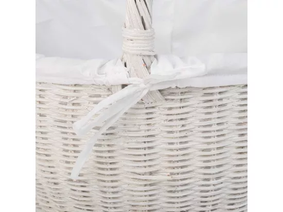 Panier rond en osier avec doublure blanche 34x34x16-37h