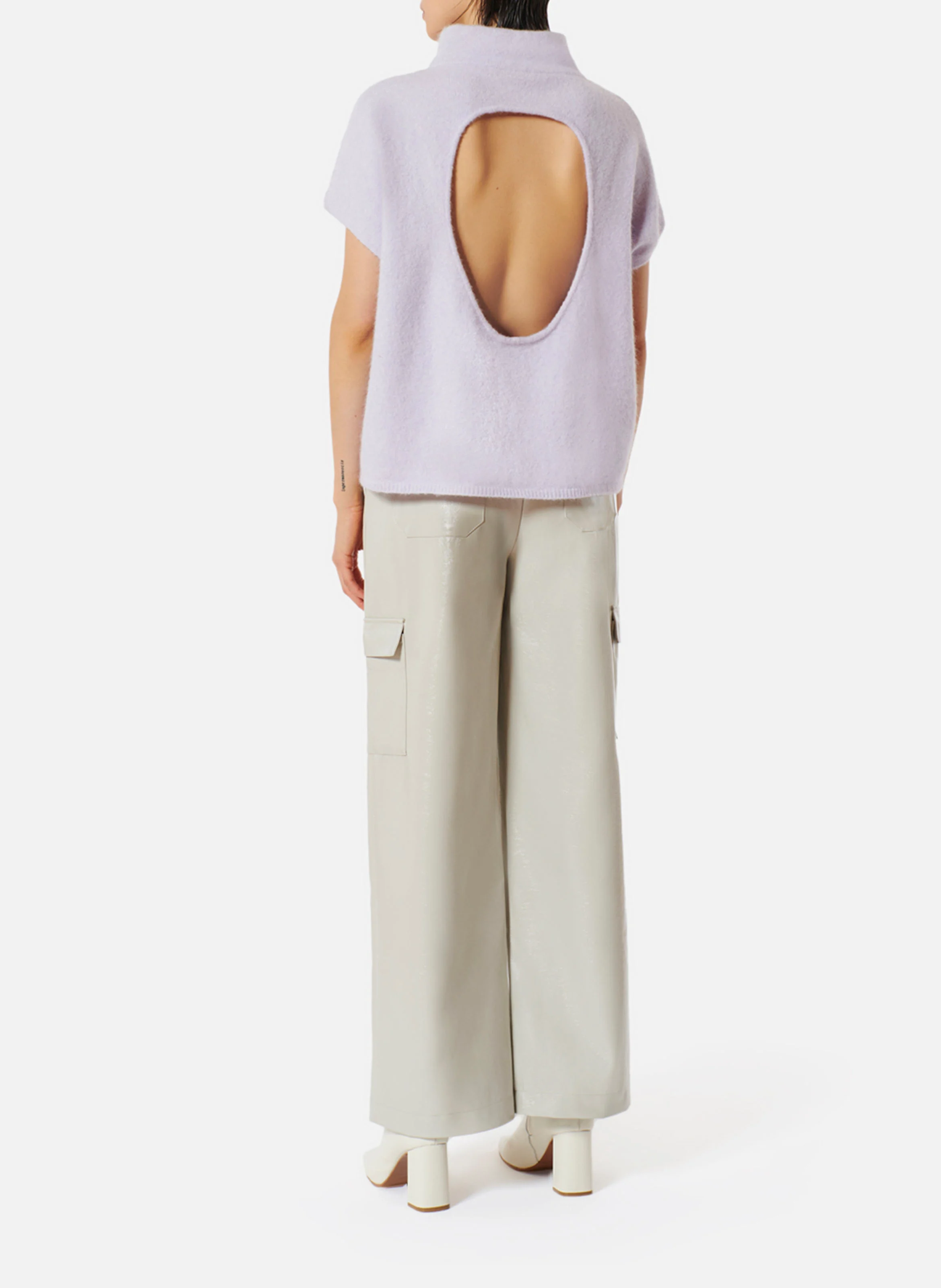 BENSON - Pull ample sans manches en laine mélangée | Violet