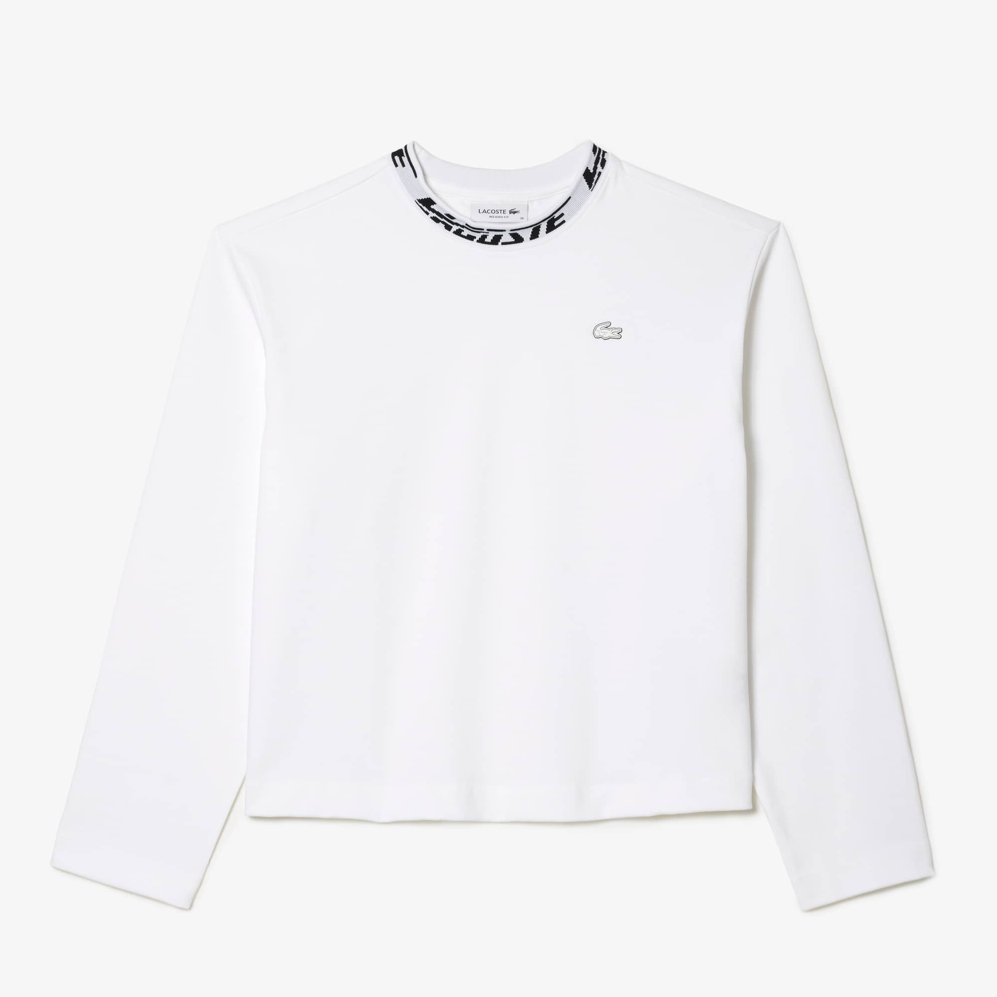 T-shirt manches longues femme Lacoste oversize fit avec col siglé T-Shirts - Blanc - Lacoste - Femme