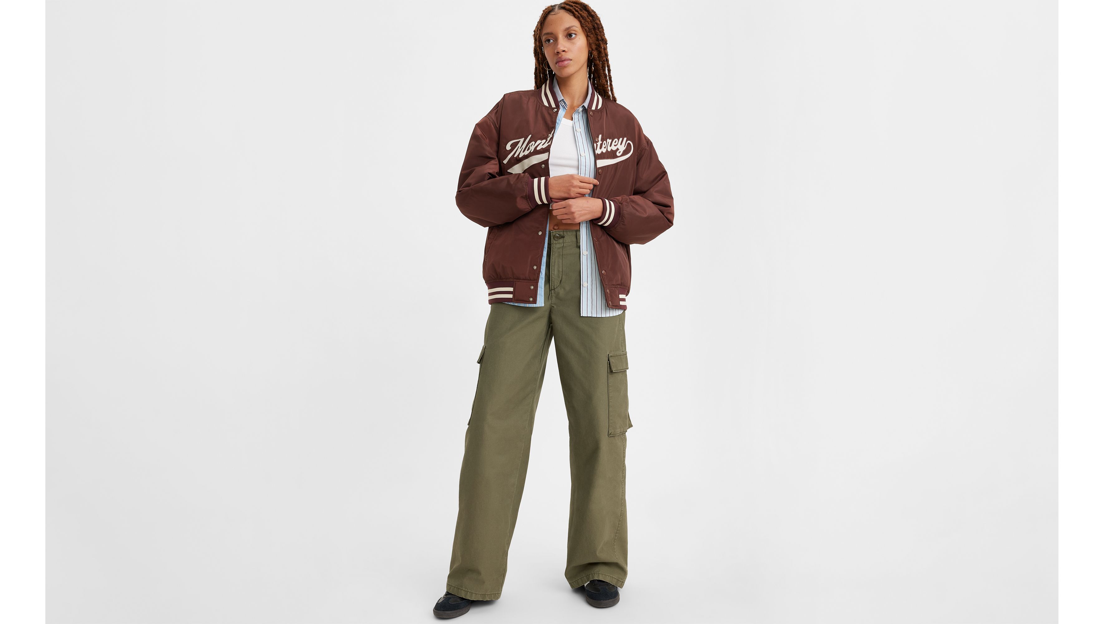 Pantalon baggy cargo - Olive Night - Vert
