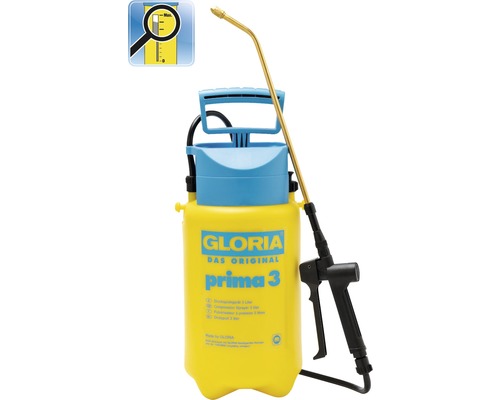 GLORIA prima 3 - 3 L drukspuit, tuinspuit met verstelbare messing sproeikop
