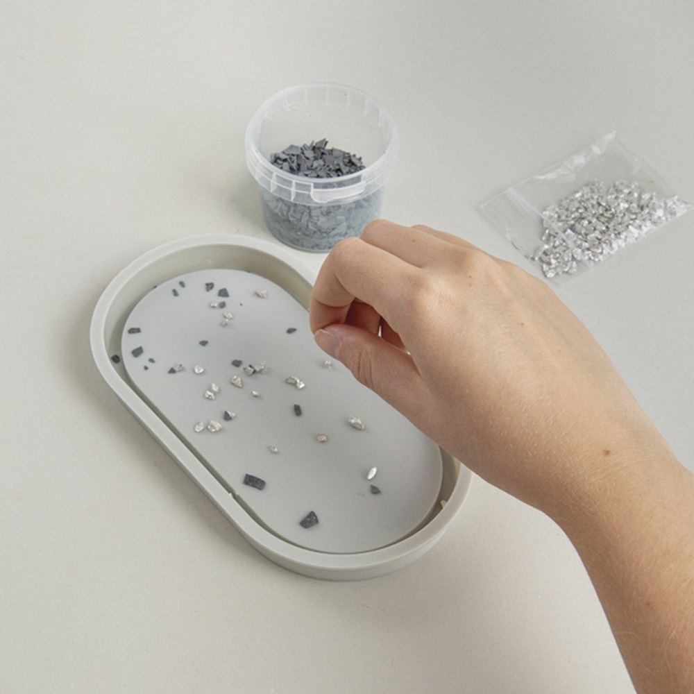 Kit de création mini plateau en résine terrazzo