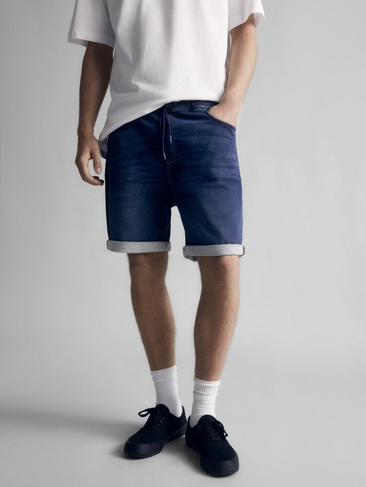 Bermuda de ganga jogger - Azul-marinho