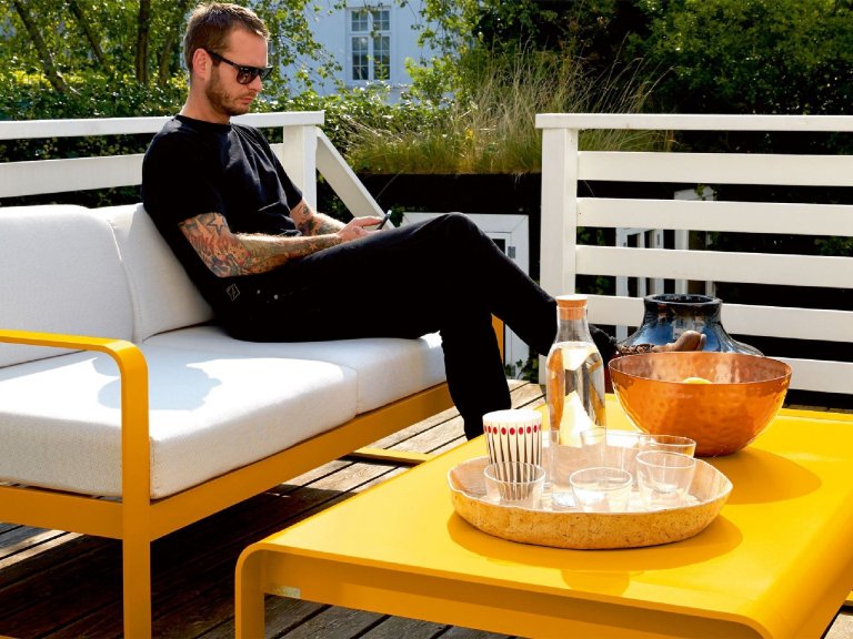 Fermob Bellevie 2-zits loungebank kussen wit Cactus